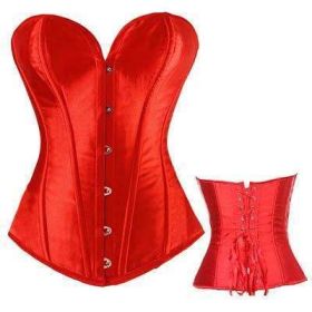 Bustier Lace up Boned Top Corset Waist Shaper (Option: XL-Red)