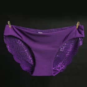 Lace ladies low waist briefs (Option: Aristocratic Purple-M)