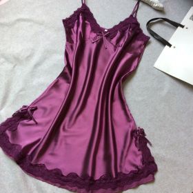 silk sling pajamas (Option: Dark purple-M)