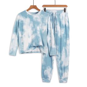 Two Piece Set Tracksuit Women Clothes (Option: Light blue-XL)