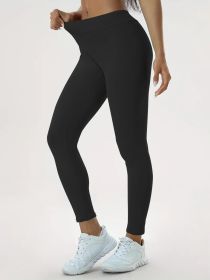 Women's Yoga Pants High Waist Lift High Elastic Tight Fitness Trousers (Option: Black-2XL)